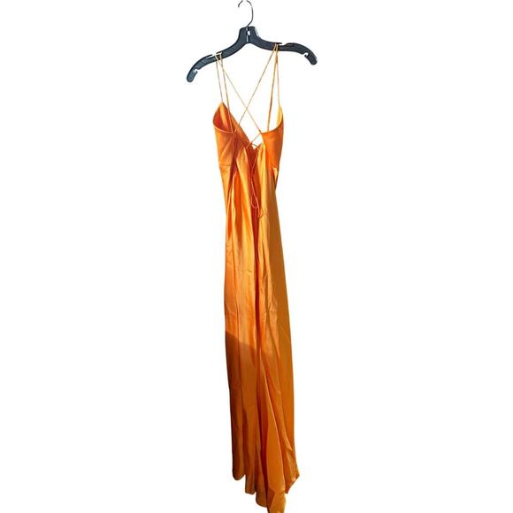 NEW Alice and Olivia Montana lace up maxi dress with train tangerine size 10 - Picture 7 of 11